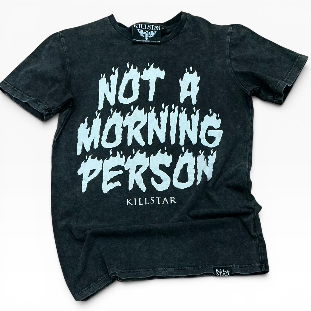 Killstar‎ Not A Morning Person Graphic Tee Black Mineral Wash Goth Shirt Small
